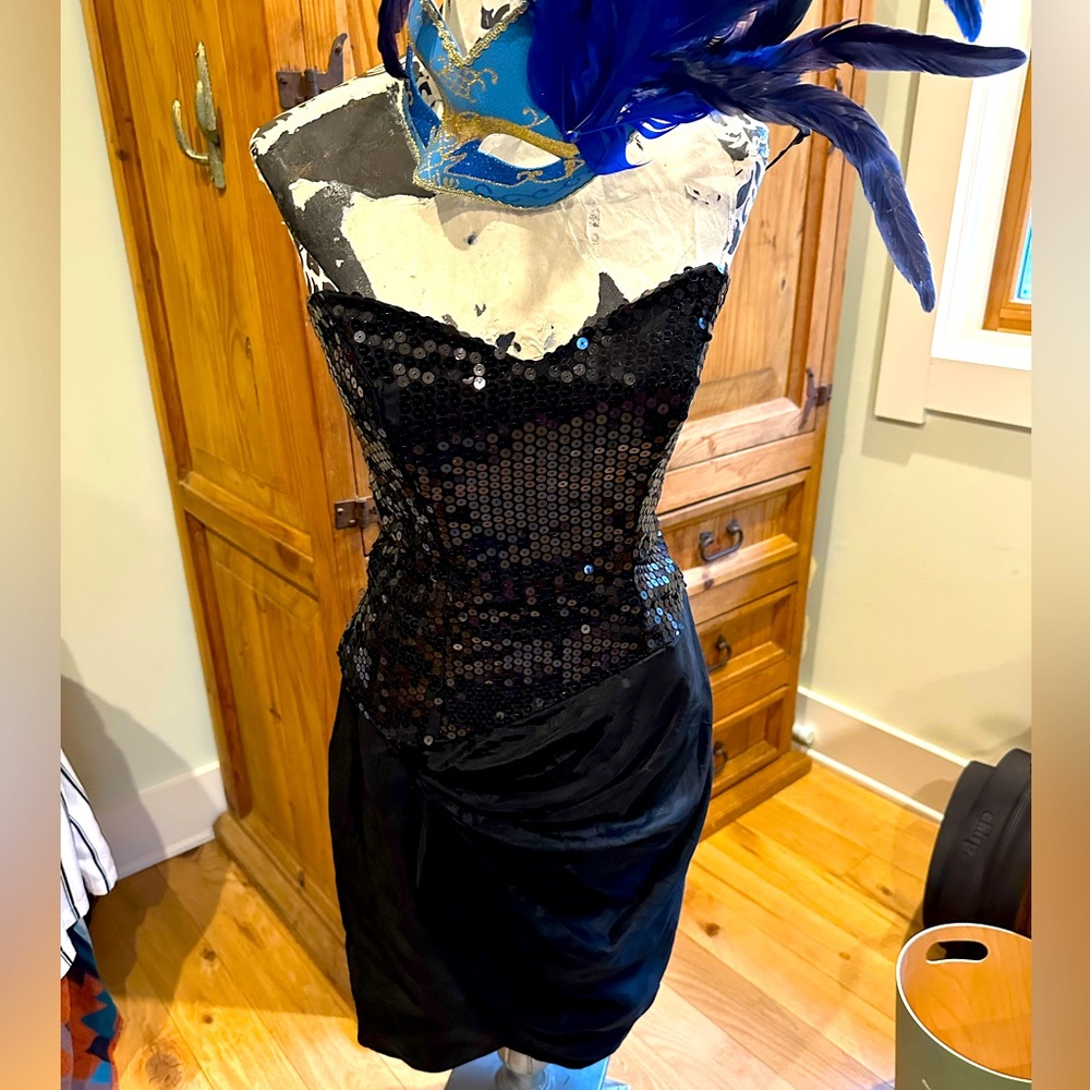 Vintage Nadine Black Sequin Dress, size 5